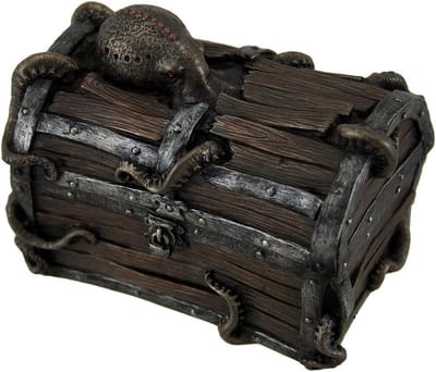 Octopus Schatkist - Snuisterijdoos Decoratie - Sieraden Opbergen - Gedetailleerd Hars Beeld - 5 x 4 x 3 inch