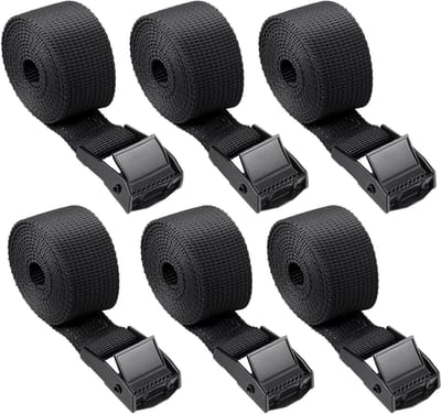 Set van 6 Stevige Ratchet Straps 100 x 2.5 cm met Cam Buckle, Roestvrije Bevestigingsriemen voor Motorfietsen, Fietsen en Bagage