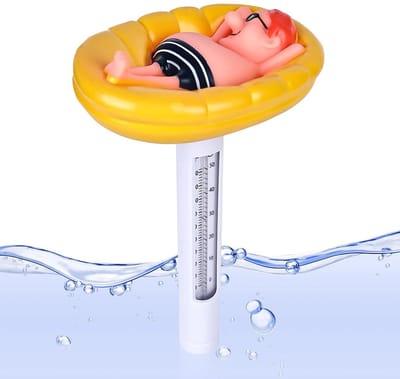 Drijvende zwembadthermometer, breukvast, zwembadthermometer, drijvende waterthermometer, voor zwembad, spa, aquaria, visvijvers en babyzwembad (geel)