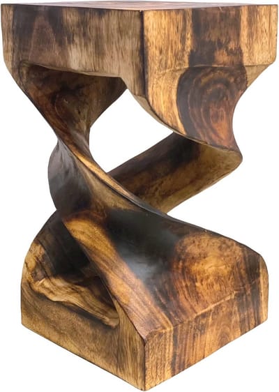 Handgemaakte bijzettafel van massief hout - veelzijdige houten kruk (50x28x28cm)