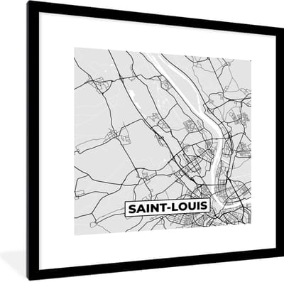Fotolijst incl. Poster - Kaart - Stadskaart - Saint-Louis - Plattegrond - Frankrijk - 40x40 cm - Posterlijst