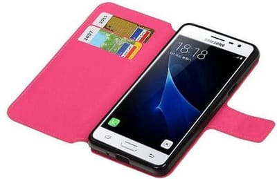 Cross Pattern TPU Bookstyle Hoesje - Wallet Case Telefoonhoesje - Geschikt voor Samsung Galaxy J3 Pro Roze