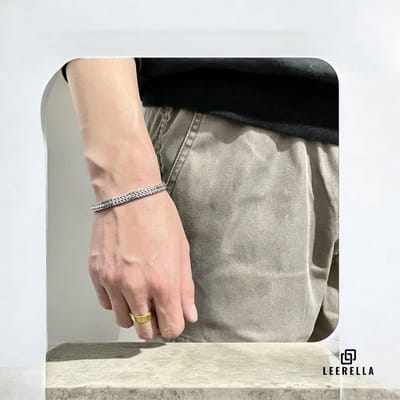 Leerella Vergulde RVS Armband – Zilverkleur 19 cm – Unisex – 6mm Breed – Tijdloos Cadeau voor Elke Gelegenheid