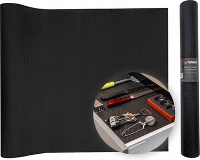 Tragar Antislipmat Zwart 45x300 cm – Ladebescherming – Keuken- & Kastmat – Waterdicht & Op Maat Knipbaar – PVC