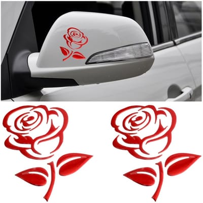 JHUBERS- Autostickers Rozen - PVC - 2 Stuks - Auto Decoratie - Autosticker voor Auto's - Gladde Oppervlakken - 8 x 10 cm - Autodecoratie