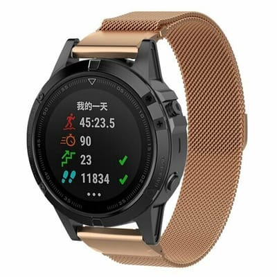 By Qubix - Geschikt voor Garmin bandje - 22mm Quickfit - Milanese bandje - Rosé goud - Geschikt voor Garmin Instinct 3 / Instinct E - 45mm