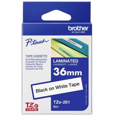 Brother TZe-261 Labeltape Tapekleur: Wit Tekstkleur: Zwart 36 mm 8 m