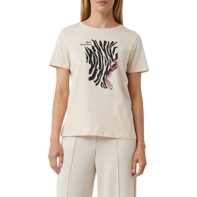 Comma T-shirts Beige Maat: 36 | Wijde Broeken Outlet | Dames | Beige