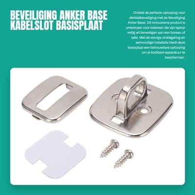 Dailygoods- Beveiligingsbasis Antidiefstal - Zinklegering Beugel - Kabelslot Houder - Bureau Mount - Bevestigingsmateriaal - Veilig Anker - Beveiligingsslot