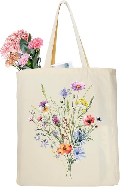Katoenen Tas - Draagtas Canvas - Boodschappen Doen - Praktisch Ruim - 35 x 42 cm - Bedrukt