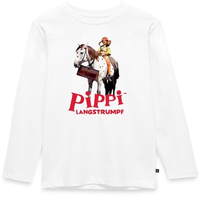 Pippi Langkous Pippi Rijdt Op Kleine Witte Premium T-Shirt Kinderen