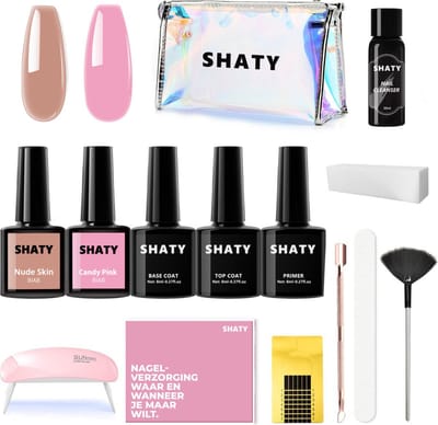 SHATY® BIAB Starter Pakket – Complete BIAB Set met Builder Gel, Builder in a Bottle Gelnagellak, UV/LED Nagellamp, Nail Cleanser & Instructievideo (NL)