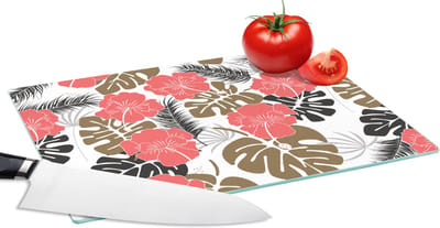 Glazen Snijplank - 28x20 - Exotische planten - Patronen - Hawaii - Snijplanken Glas