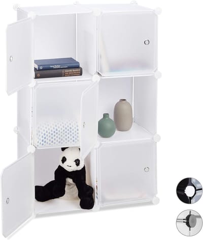 Famanu - Kunststof vakkenkast met 6 deuren 97x66x32 cm wit