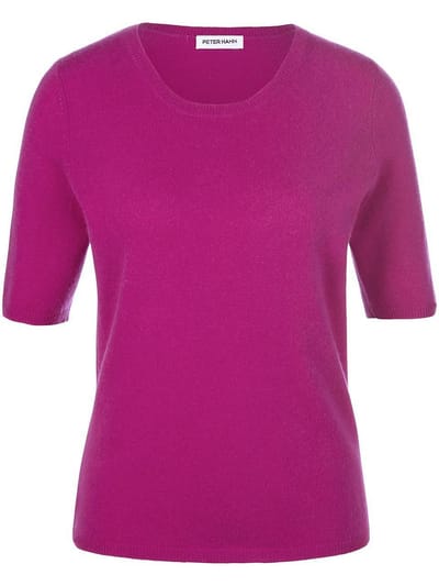Trui ronde hals scheerwol en kasjmier Van Peter Hahn pink