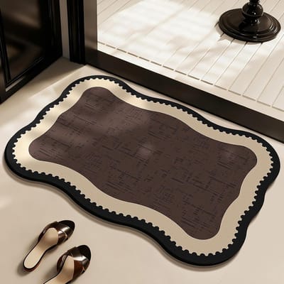 KZQ Antislip Badmat van Diatomeeënaarde, Snel Absorberend en Decoratief, Geschikt voor Badkamer Keuken Wasruimte Entree, Donkerbruin 50x80 cm