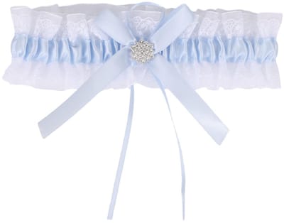 Dailygoods- Kousenband Bruiloft - Blauwe Kanten Kousenband - Rekbare Bruidskousenband - Trouwaccessoires voor Dames - 18-31 cm Omtrek - Delicate Details - Bruidaccessoire