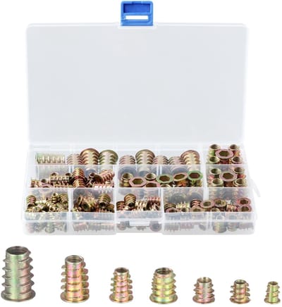 Dailygoody - Schroefdraadinzetstukken - Assortiment schroefdraadbussen voor hout - 130 stuks - Diverse maten - Binnenzeskantmoeren - Geschikt voo