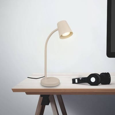 BRILONER Skriva - Tafellamp - bureaulamp - met snoer - draaibaar tafellampje - excl. GU10 - 13 x 38,5 cm - beige