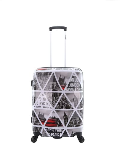 Saxoline Harde Koffer |Trolley | Reiskoffer - 64 cm (Medium) - Cities Print - Bedrukt / Medium