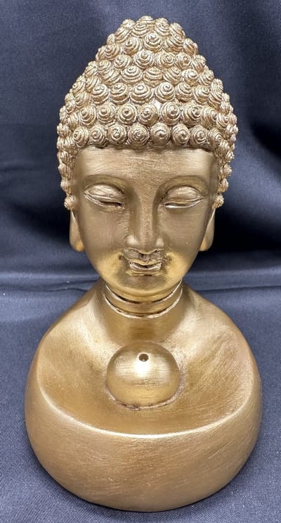 Decoratieve Boeddha wierrookhouder - goud - hoogte 15 cm x 10 x 10 cm - polyresin - Woonaccessoires - Decoratieve beelden - Wierrookhouder