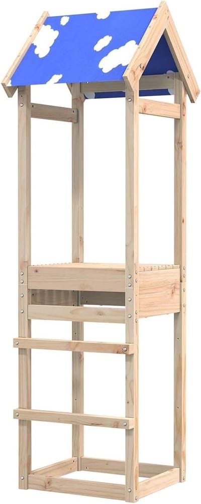 Speeltoren Buiten - Speelhuisje Schommel - Buiten Spelen - Massief Grenenhout - 525 x 195 cm - Houtkleur