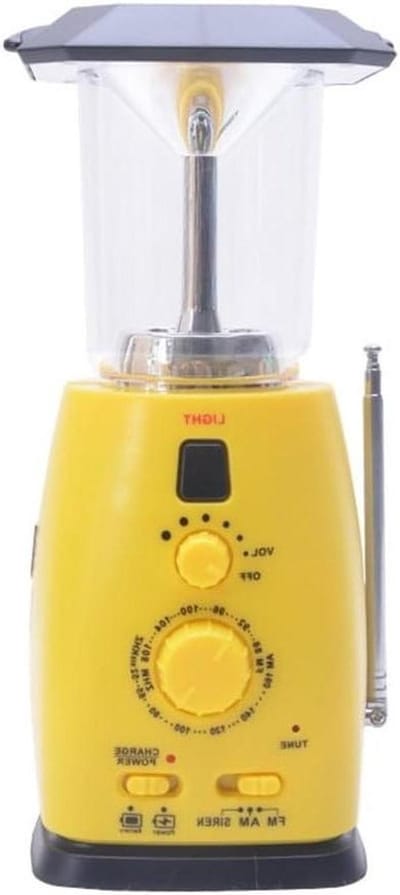 Noodradio Lantaarn - Zonne-energie Radio - Buitenavonturen - Telefoon Oplader - 21 x 11 x 11 cm - Geel