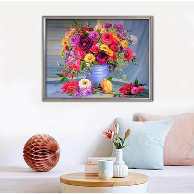Peinture Mosaïque Toile Tournesol Par Numéros Fleurs Pour Art Mural Salon 20X30CM gray