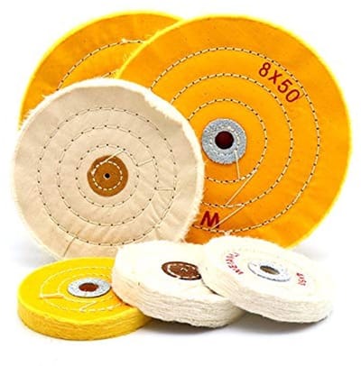 Allecto - Yellow 100mm Polijstwiel van Katoen voor Bench Grinder - Voor Metaal, Hout, Keramiek en Glas