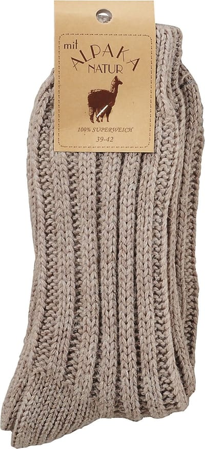 Alpaca wollen sokken – weldadige luxe – 2 paar – natuurkleur en bruin – maat 47/50