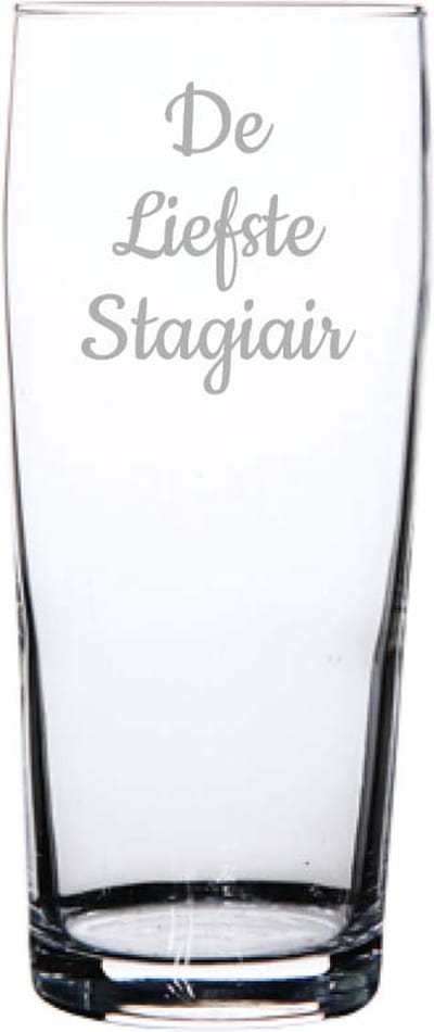 Gegraveerde bierfluitje 19cl De Liefste Stagiair
