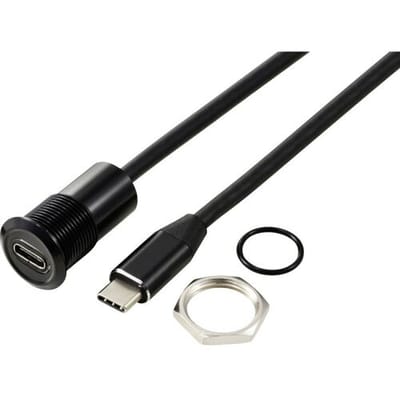 TRU COMPONENTS TC-13376328 USB-C (3.1) bus/stekker, 1 m kabel, zwart 1 stuk(s)