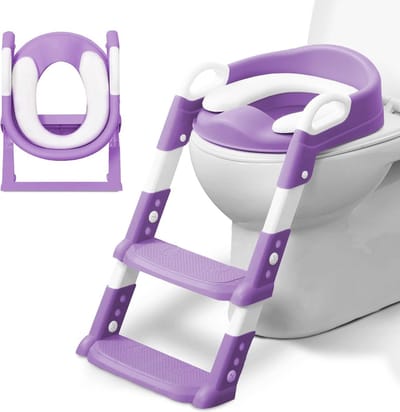 BOTC WC Verkleiner - WC Verkleiner met Trapje - Toilettrainer met Opstapje - Potje peuter - Wit/Paars