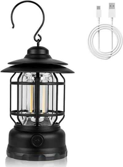 Noodpakket - Noodverlichting - Oplaadbare Kampeerlantaarn - Retro LED Verlichting - Roterende Dimmers - Draagbare Hangende Tentlamp - COB Helderheid - Noodgevallen -Draagbare - Perfect voor Kamperen - Wandelen- Stroomuitval- Kerstcadeau- Kerst -Pasen