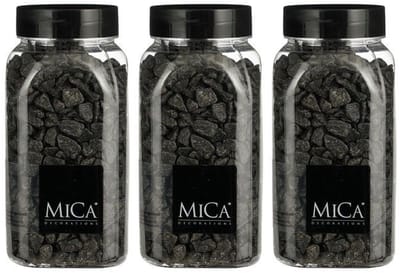 Mica Decorations decoratie steentjes - 3x - antraciet - 1 kilo - 650ml - hobby steentjes