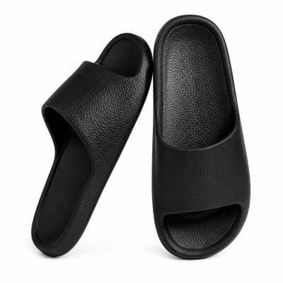 Badslippers Zwart – Dames - Heren - Huisslippers - Douche Slippers - Kunststof EVA Slippers – Antislip - Lichtgewicht - Waterafstotend – Maat 40/41 (valt als 39/40)