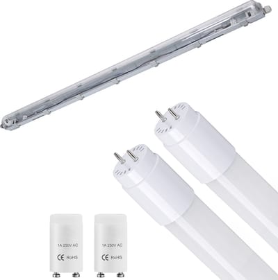 LED Waterdichte TL Armatuur met T8 G13 Buizen - Velvalux Strela - 120cm - Dubbel - Koppelbaar - Waterdicht IP65 - 32W 4320lm - 865 Helder/Koud Wit 6500K | Vervangt 268W