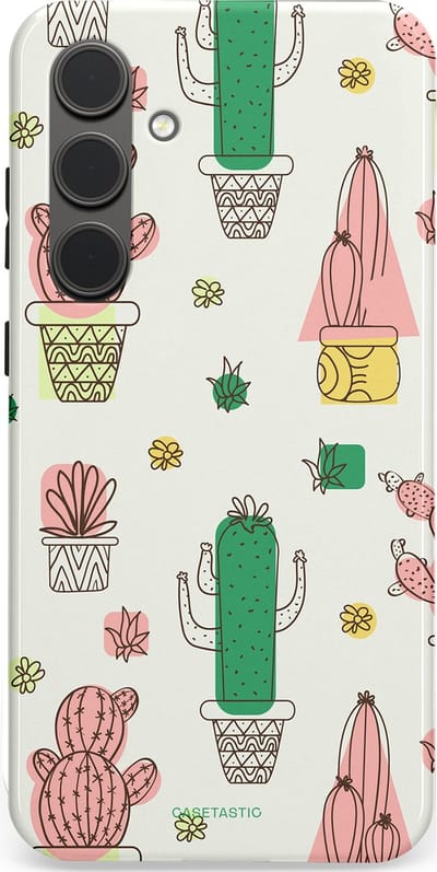 Casetastic Hoesje Geschikt voor Samsung S24 Plus - Stijlvolle Beschermende Duo-layer Case - Vrolijke cactus