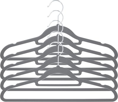 Storage Solutions Kledinghangers anti-slip - 10x - kunststof - met broekstang - grijs
