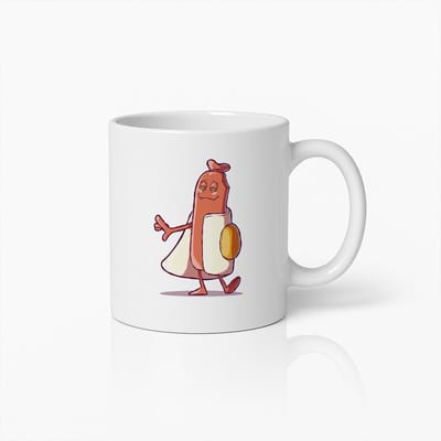 Grappige Hotdog Held Beker – Gekke Worst Karakter met Cape Ontwerp voor Foodies & Humor Liefhebbers – 330ml Keramische Mok