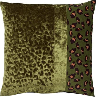 Dutch Decor BAILEY - Sierkussen 45x45 cm - velvet - panterprint - Chive - groen - panterprint - Inclusief binnenkussen