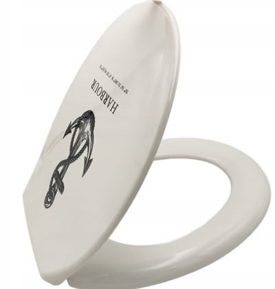 Duroplast Softclose toiletbril met Anker motief kunststof WC bril met deksel nautische anker opdruk