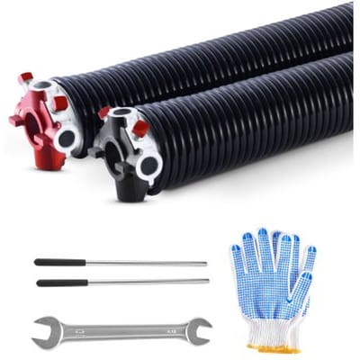 VEVOR Garagedeur Torsieveren (Φ 6,35 x Φ 50,8 x 787 mm) 16.000 cycli, zwart gecoat voor vervanging, garagedeurveren met antislip wikkelstangen, handschoenen en installatiesleutel