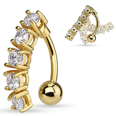 Piercing 5 steentje - goud - LMPiercings