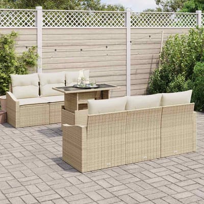 vidaXL - Tuinbank - Set - met - opslag - 7 - pcs - Beige - en - Crème - poly - rattan
