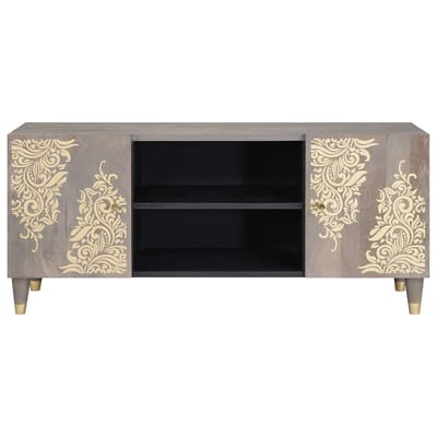 vidaXL - TV - Kast - Grijs - 105 - x - 33 - x - 46 - cm - Massief - Mango - Hout