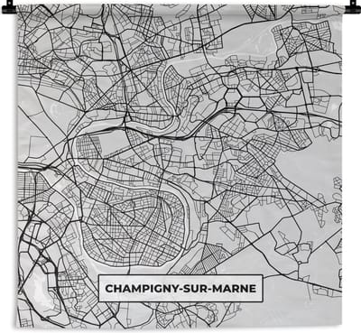 Wandkleed - Wanddoek - Stadskaart - Frankrijk - Kaart - Champigny-sur-Marne - Plattegrond - 180x180 cm - Wandtapijt