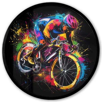 Poster in lijst Rond - Fotolijst 40x40 cm - Posters - Graffiti - Sport - Wielrennen - Fiets - Ronde posterlijst zwart - Decoratie - Wanddecoratie woonkamer - Muurdecoratie slaapkamer