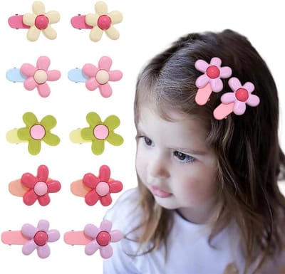 Schattige kleurrijke bloemen haarspelden zonder slip - 16-delige set haaraccessoires voor meisjes, peuters en baby's