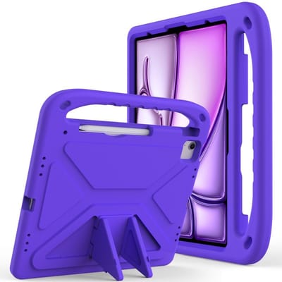 Coverup Tablethoes geschikt voor iPad Air 13 (2024/2025/2026) / Pro 13 (2024/2025) Hoesje - ShockProof Kids Case - Paars